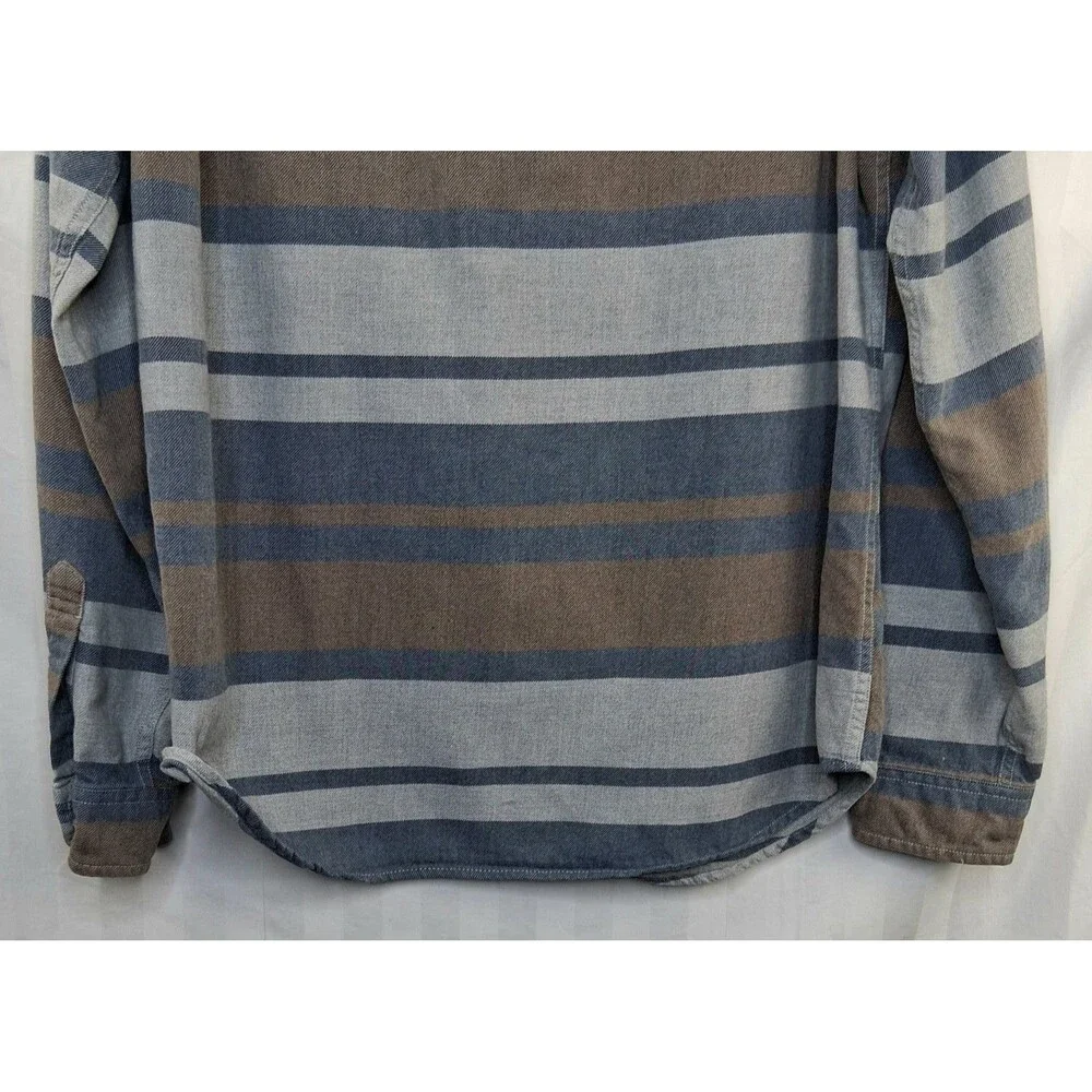 J.Crew Brushed Midweight Cotton Stripe Shirt H4831 Men's Size L Button Front W